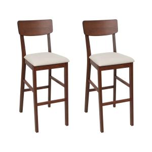 Lot de 2 chaises de bar marron foncé beige