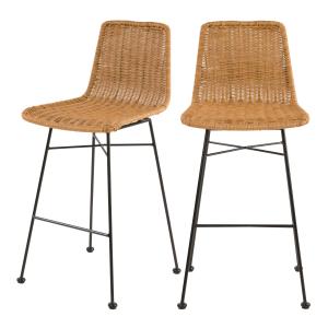 Lot de 2 chaises de bar mi-hauteur 63 cm en résine tressée…