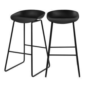 Lot de 2 chaises de bar noire H76cm