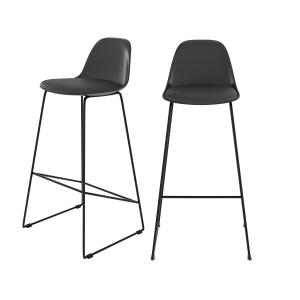 Lot de 2 chaises de bar noires 75 cm