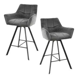 Lot de 2 chaises de bar pivotantes matelassées en velours g…