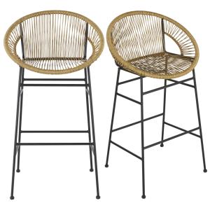 Lot de 2 chaises de bar professionnelles en résine beige et…