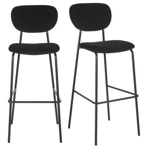 Lot de 2 chaises de bar professionnelles en velours noir  e…