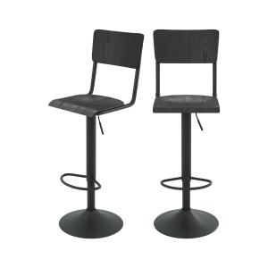 Lot de 2 chaises de bar réglables 60/80 cm en bois noir