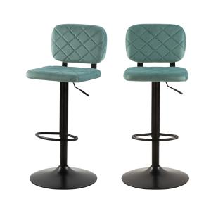 Lot de 2 chaises de bar réglables 60/81 cm en velours vert…