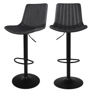 Lot de 2 chaises de bar réglables 62,5/83 cm gris foncé