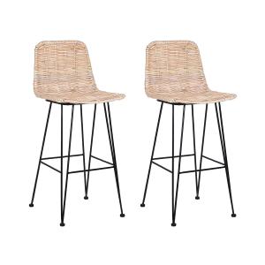 Lot de 2 chaises de bar rotin naturel