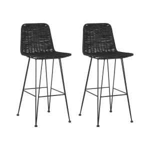 Lot de 2 chaises de bar rotin noir