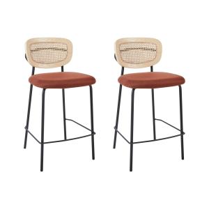 Lot de 2 chaises de bar rotin orange