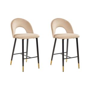 Lot de 2 chaises de bar velours beige