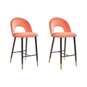 Lot de 2 chaises de bar velours corail