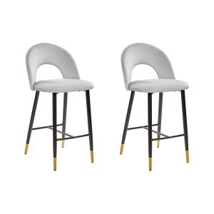 Lot de 2 chaises de bar velours gris