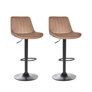 Lot de 2 chaises de bar velours marron clair
