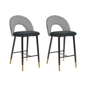 Lot de 2 chaises de bar velours noir blanc