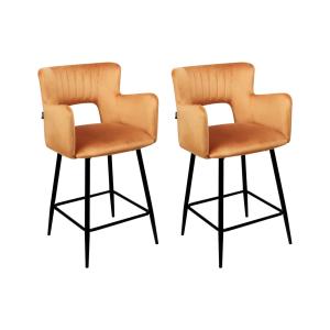 Lot de 2 chaises de bar velours orange