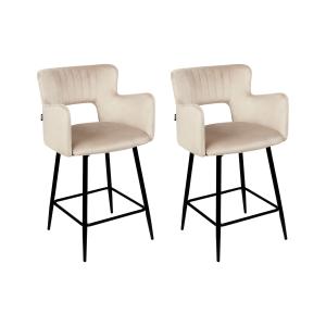 Lot de 2 chaises de bar velours taupe