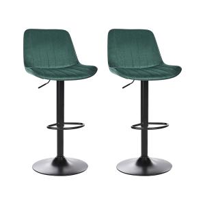 Lot de 2 chaises de bar velours vert émeraude