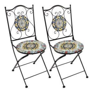 Lot de 2 chaises de bistrot pliantes metal multicoulore 90x…