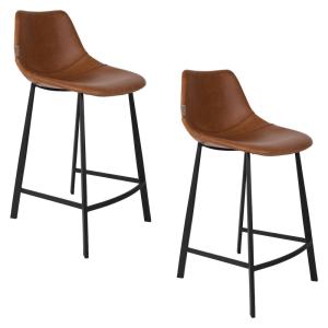 Lot de 2 chaises de comptoir en simili cuir marron