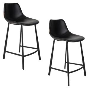 Lot de 2 chaises de comptoir en simili cuir noir
