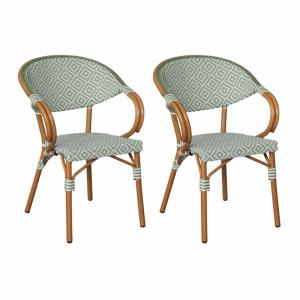 Lot de 2 Chaises de extérieur en aluminium blanc et vert 84…