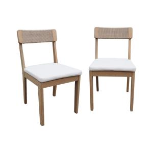 Lot de 2 chaises de jardin acacia et cordage naturel