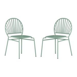 Lot de 2 chaises de jardin acier vert amande
