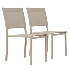 Lot de 2 chaises de jardin aluminium et textilène crème