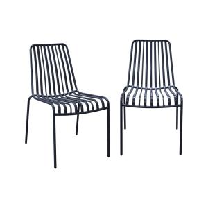 Lot de 2 chaises de jardin anthracite empilable en acier