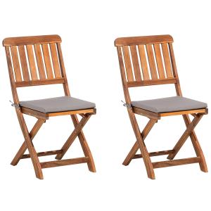 Lot de 2 chaises de jardin avec coussins acacia marron