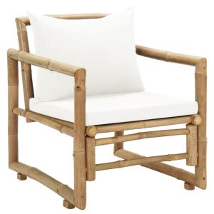 Lot de 2 Chaises de jardin avec coussins bambou beige 60x65…