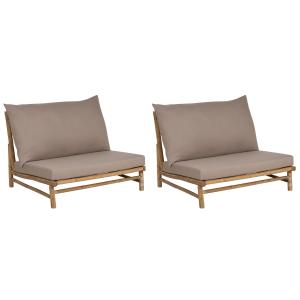 Lot de 2 chaises de jardin avec coussins bambou taupe