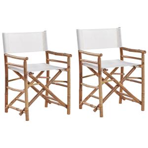 Lot de 2 chaises de jardin bambou marron clair