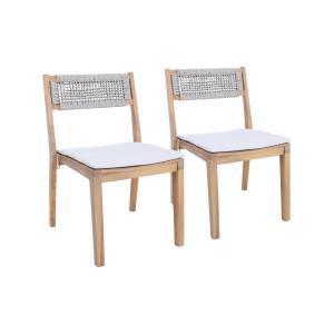 Lot de 2 chaises de jardin beige bois d'acacia avec coussin…