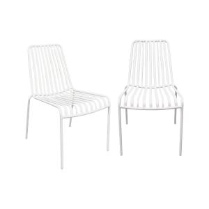 Lot de 2 chaises de jardin blanc empilable en acier