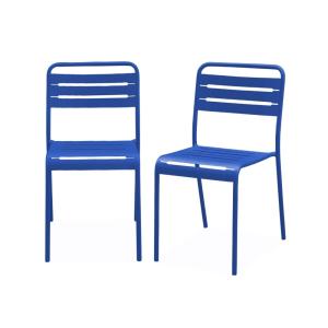 Lot de 2 chaises de jardin, bleu électrique