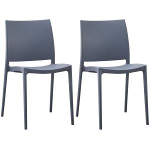 Lot de 2 Chaises de jardin Empilable en résine Gris
