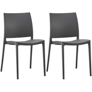 Lot de 2 Chaises de jardin Empilable en résine Gris foncé