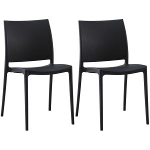 Lot de 2 Chaises de jardin Empilable en résine Noir