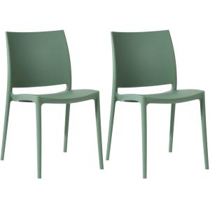 Lot de 2 Chaises de jardin Empilable en résine Olive