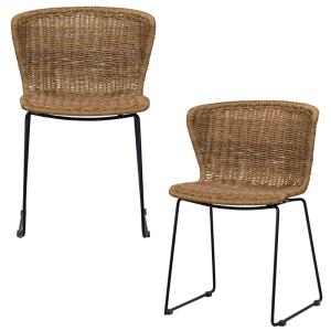 Lot de 2 chaises de jardin empilable en rotin et corde natu…