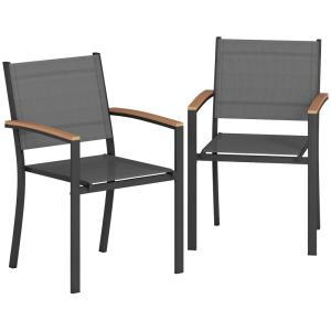 Lot de 2 chaises de jardin empilables 2 places métal textil…