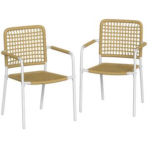 Lot de 2 chaises de jardin empilables 2 places résine tress…