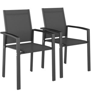 Lot de 2 chaises de jardin empilables accoudoirs aluminium…