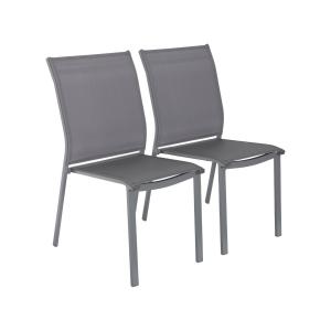 Lot de 2 chaises de jardin empilables anthracite