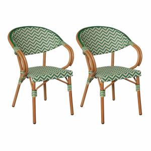 Lot de 2 Chaises de jardin empilables en aluminium vert bla…