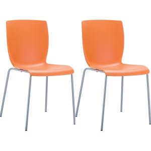 Lot de 2 chaises de jardin empilables en plastique Orange