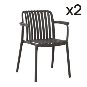 Lot de 2 chaises de jardin empilables en polypropylène anth…