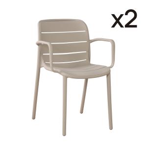 Lot de 2 chaises de jardin empilables en polypropylène beig…