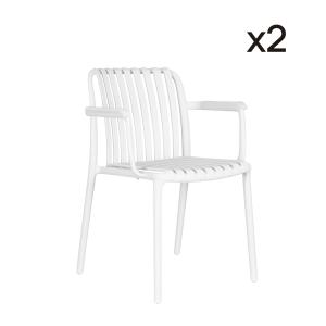 Lot de 2 chaises de jardin empilables en polypropylène blan…